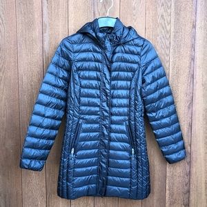 32 degree heat puffer packable down long jacket black small